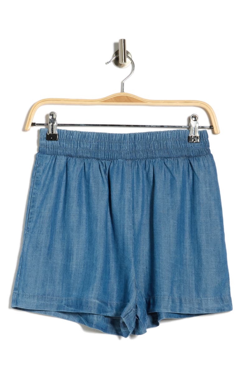 Blu Pepper Elastic Waist Shorts, Main, color, Denim