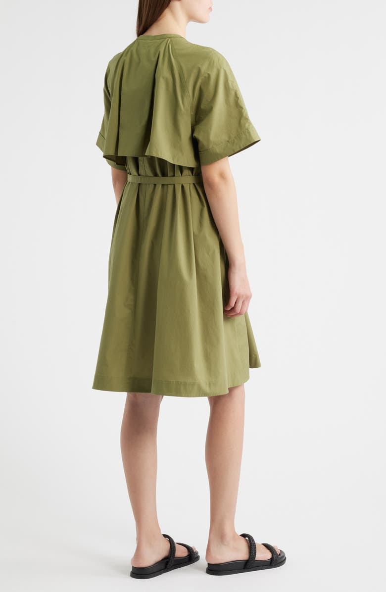 COS Tie Waist Cotton Midi Dress, Alternate, color, Green Medium