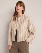 Haven Well Within Wool Blend Striped Jacket with Removable Scarf