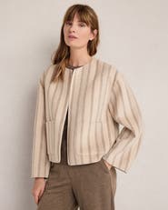 Haven Well Within Wool Blend Striped Jacket with Removable Scarf