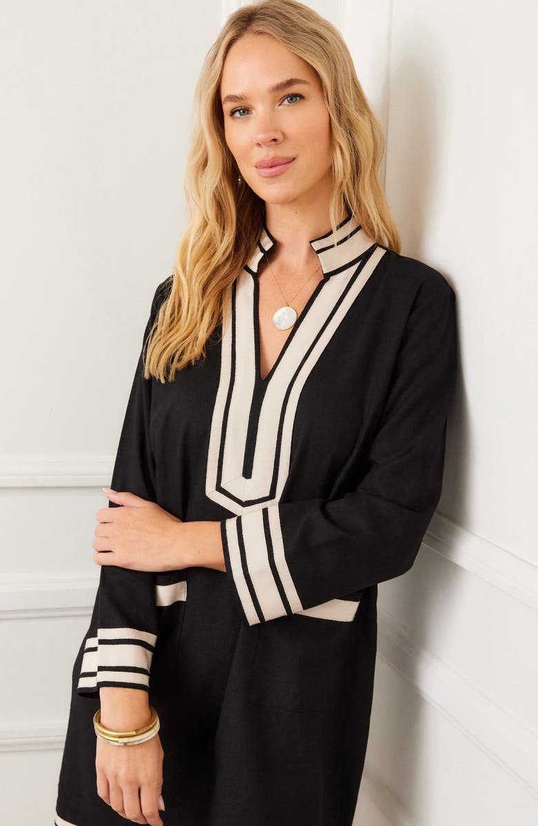 Karen Kane The Mykonos Sheath Dress, Alternate, color, Black W/ Tan