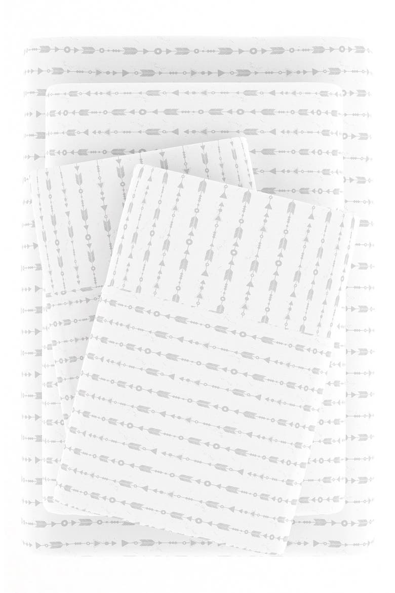 IENJOY HOME Premium Ultra Soft Elegant Beaded Arrows 4-Piece Sheets Set, Alternate, color, LIGHT GRAY