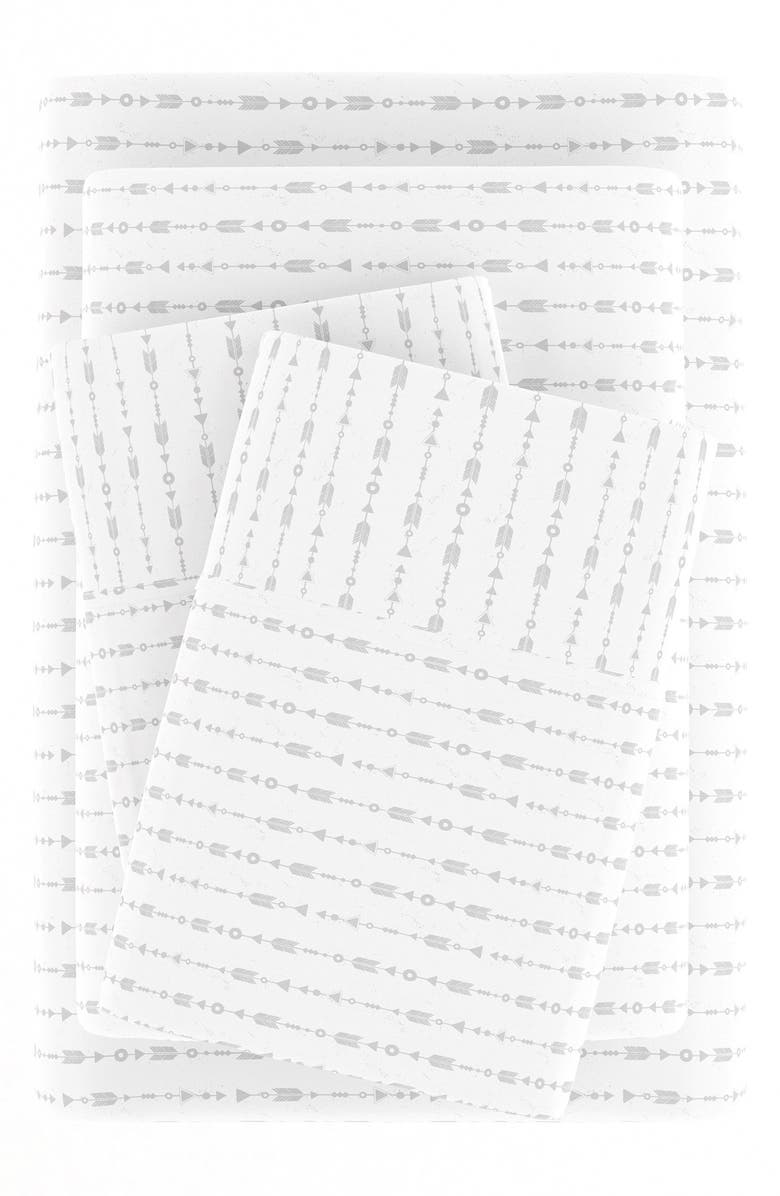 HOMESPUN IENJOY HOME Premium Ultra Soft Elegant Beaded Arrows 4-Piece Sheets Set, Alternate, color, Light Gray