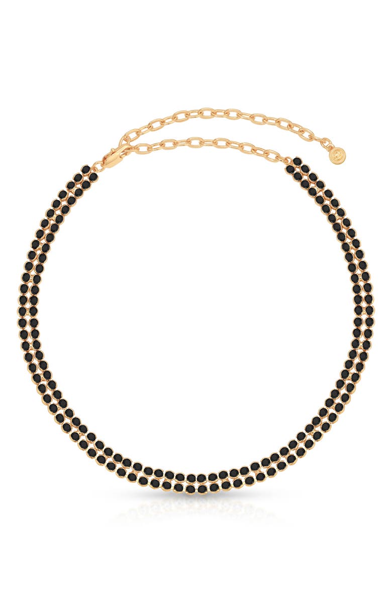 Ettika Crystal Sparkle Choker Necklace, Main, color, Black