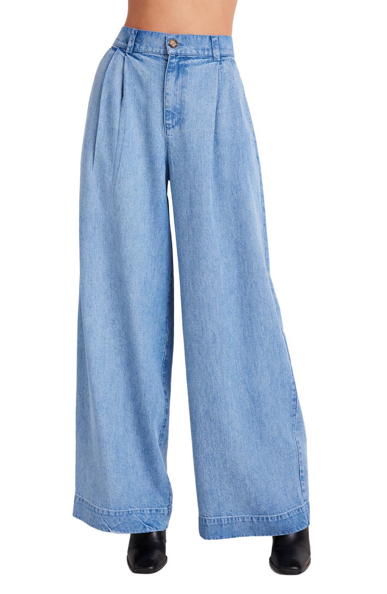 Bella Dahl Greta Pleated Wide Leg Denim Pants, Main, color,