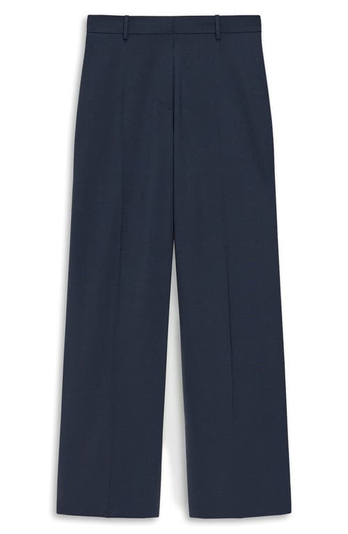 Theory Trace High Waist Straight Leg Stretch Wool Pants In Nocturne Navy
