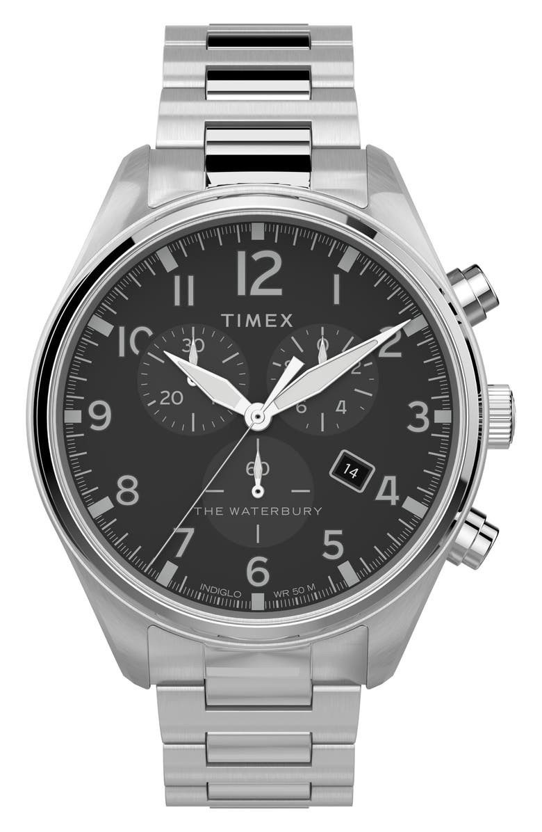 Timex<sup>®</sup> Waterbury Traditional Chronograph Bracelet Watch, 42mm, Main, color, 