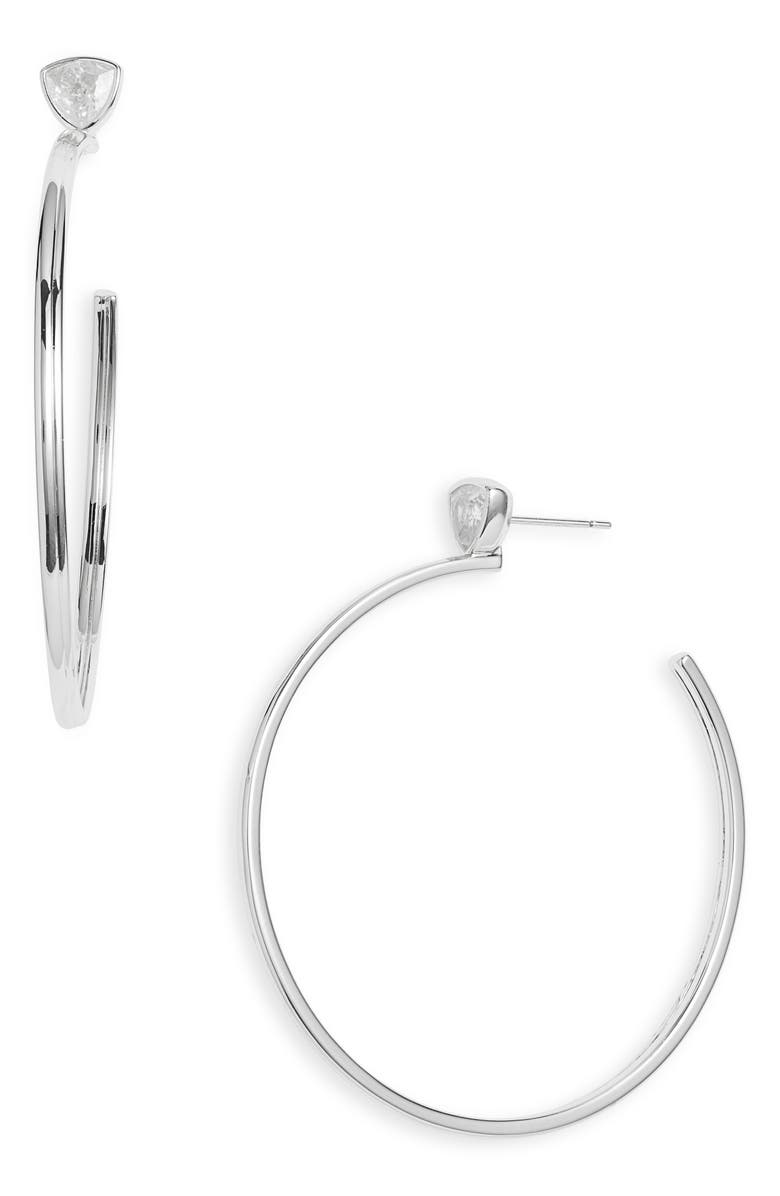 Kendra Scott Arden Curved Trilliant Crystal Hoop Earrings, Main, color,