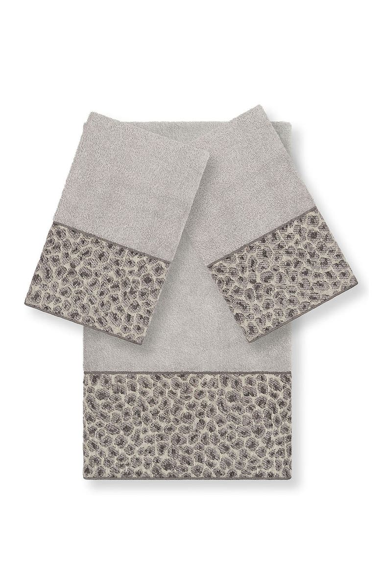 Linum Home Textiles Spots 3-Piece Embellished Towel - Light Grey, Alternate, color, Light Grey