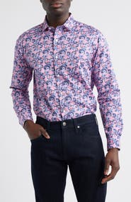 Johnston & Murphy Paisley Print Cotton Button-Up Shirt