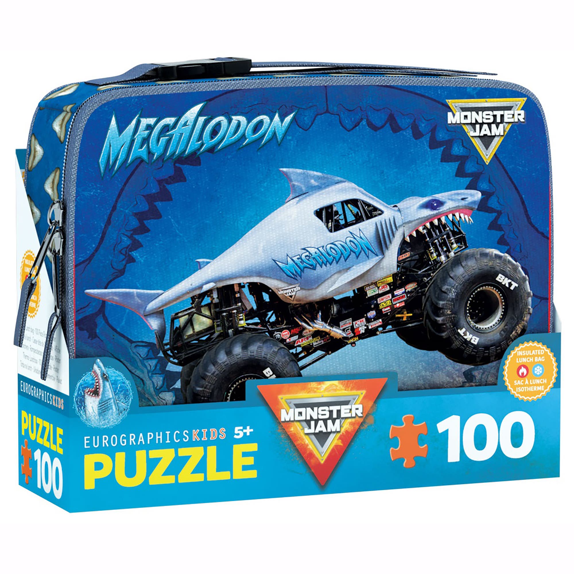 Eurographics Monster Jam Puzzle & Lunch Box Megalodon, 100Piece Jigsaw in Multicolored 