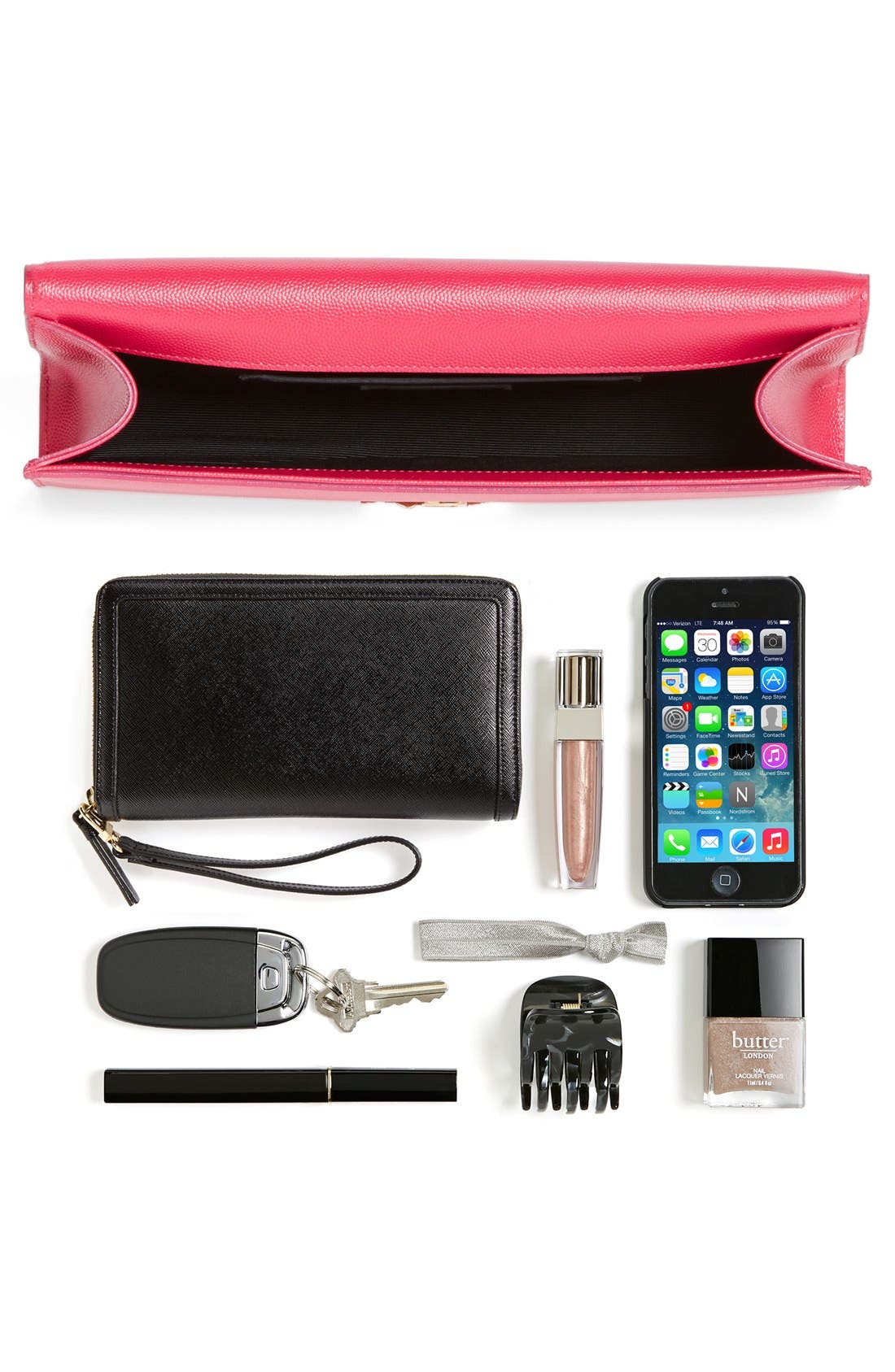 Saint Laurent 'Monogram' Leather Clutch, Main, color, 