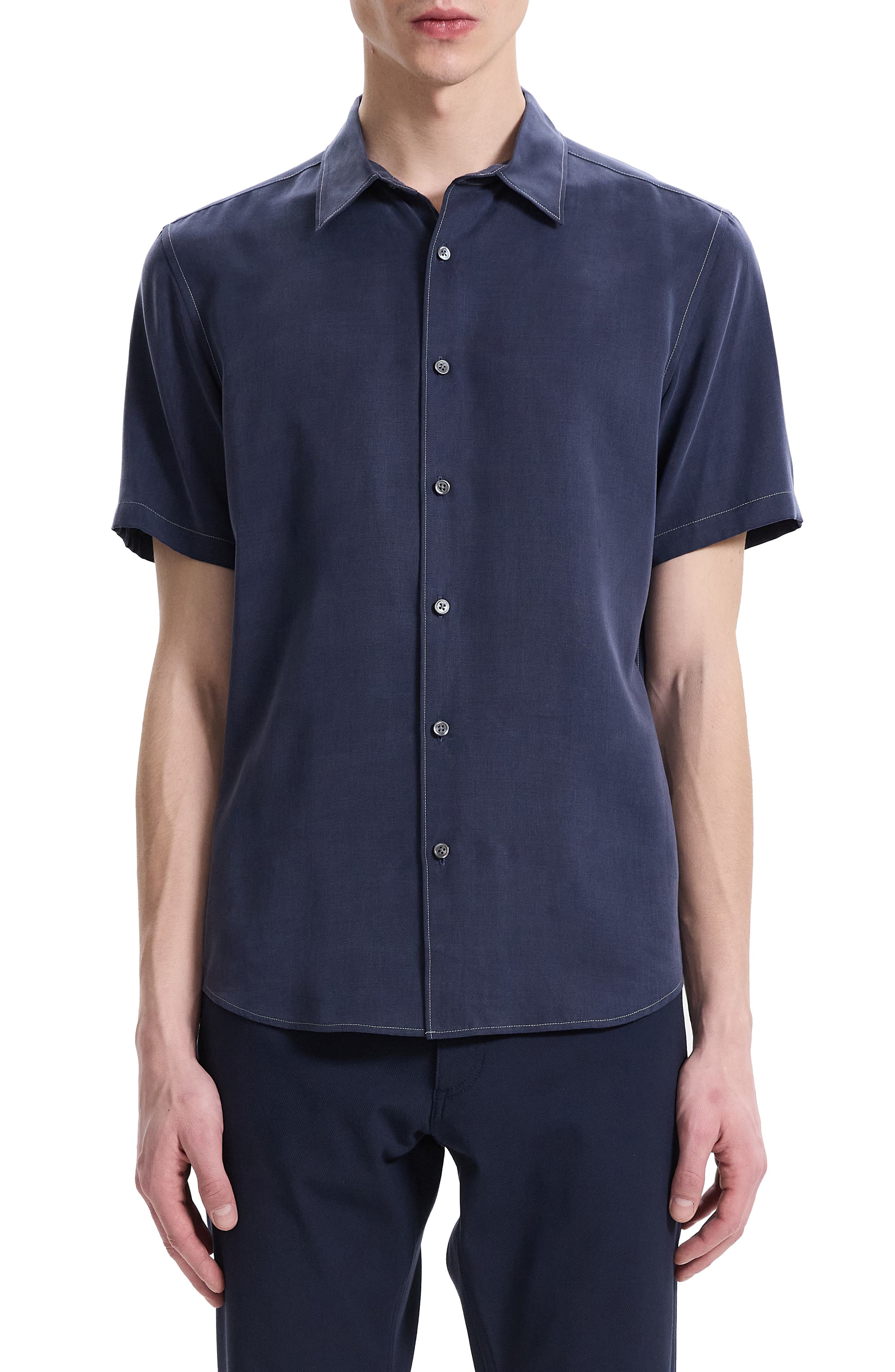 Theory Irving Short Sleeve Lyocell Button-Up Shirt (Men) | Nordstromrack