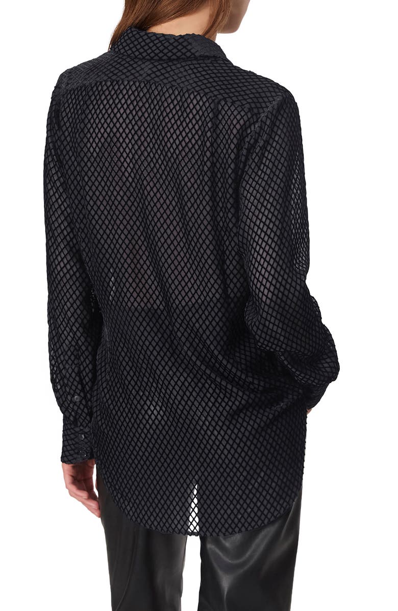 rag & bone Lila Velvet Burnout Button-Up Shirt, Alternate, color, Black