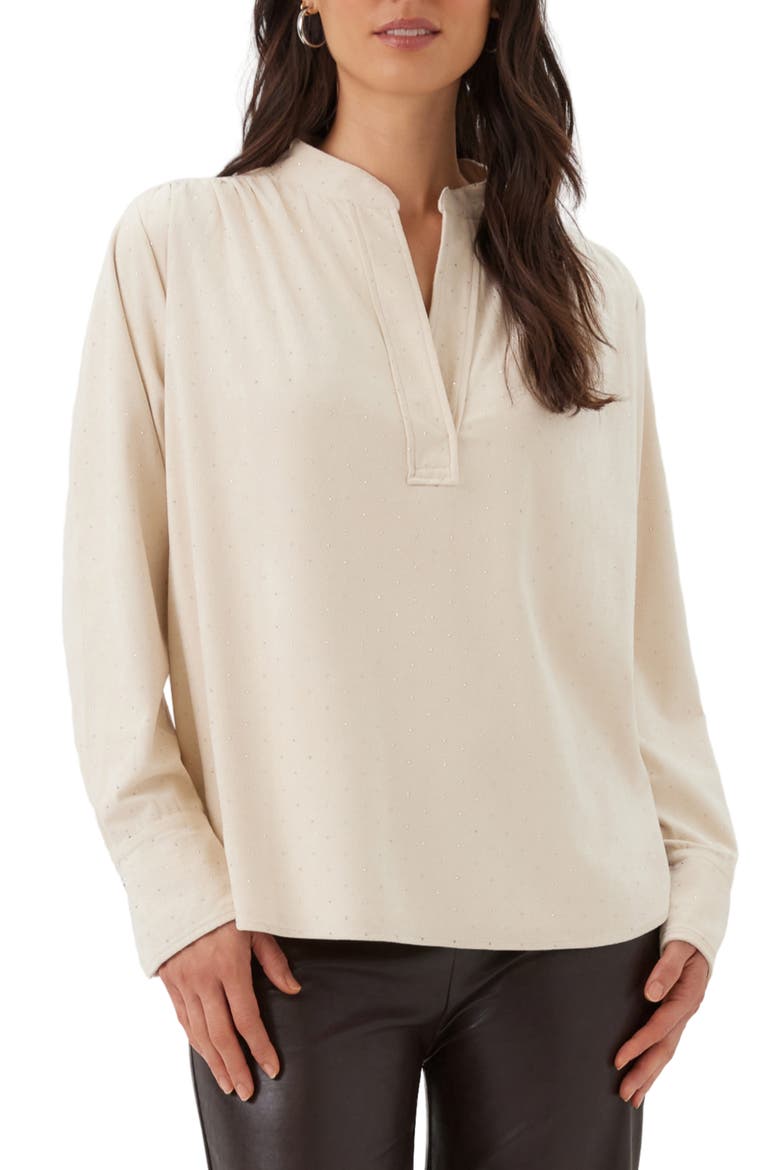 Embellished Faux Suede Shirt, Main, color, CREAM