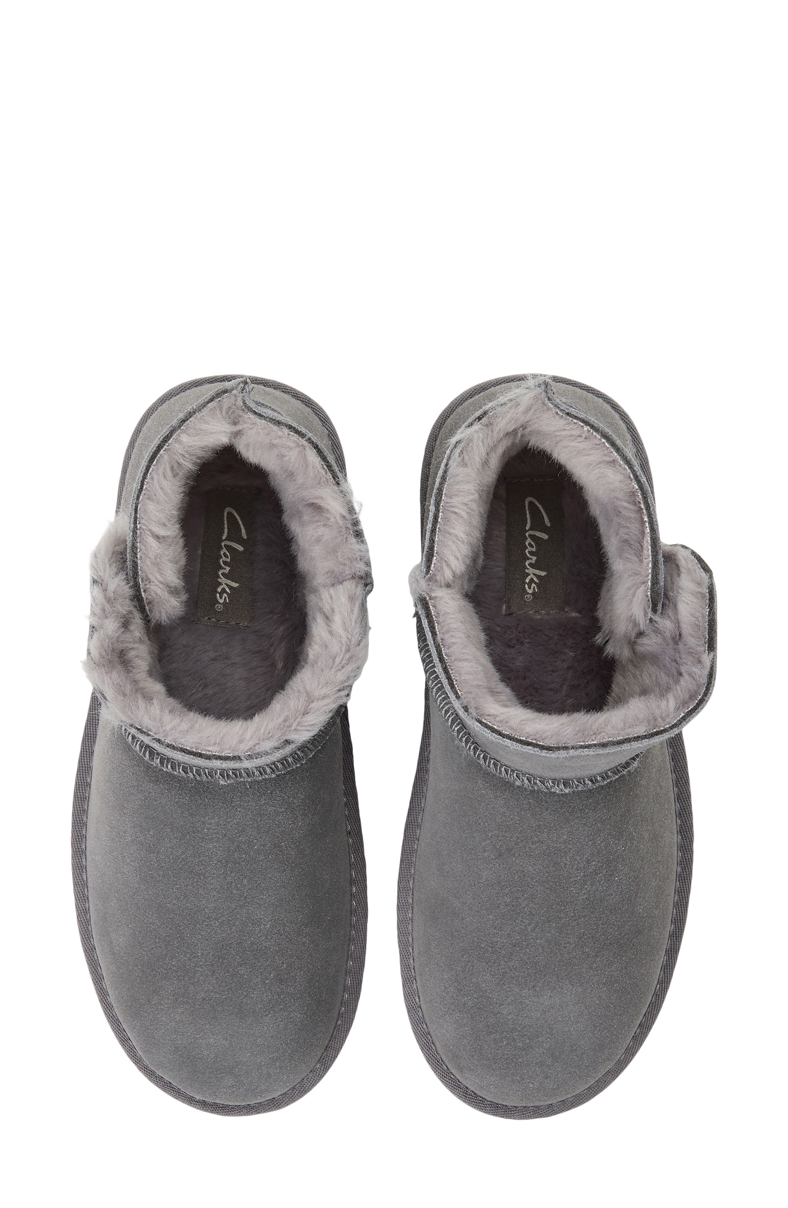 Suede Faux Shearling Bootie, Alternate, color, SHARKSKIN GREY