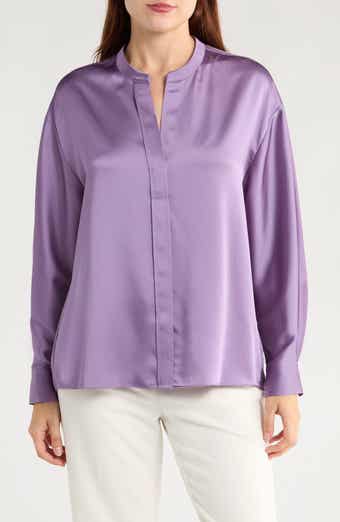 Vince Long Sleeve Satin Button-Up Shirt
