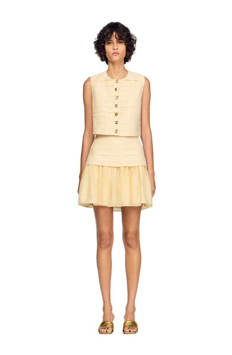 SANDRO Pleated crop top, Alternate, color, Vanilla