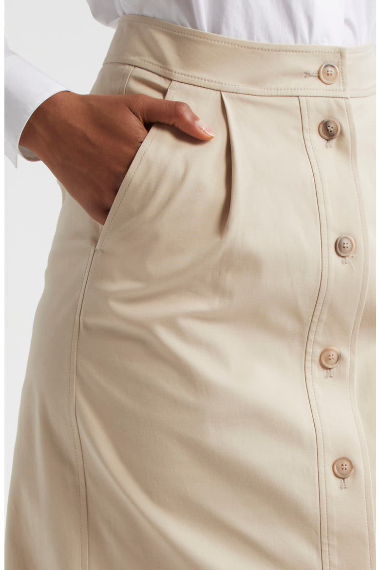 Stretch Cotton Button Front Maxi Skirt, Alternate, color, BEIGE