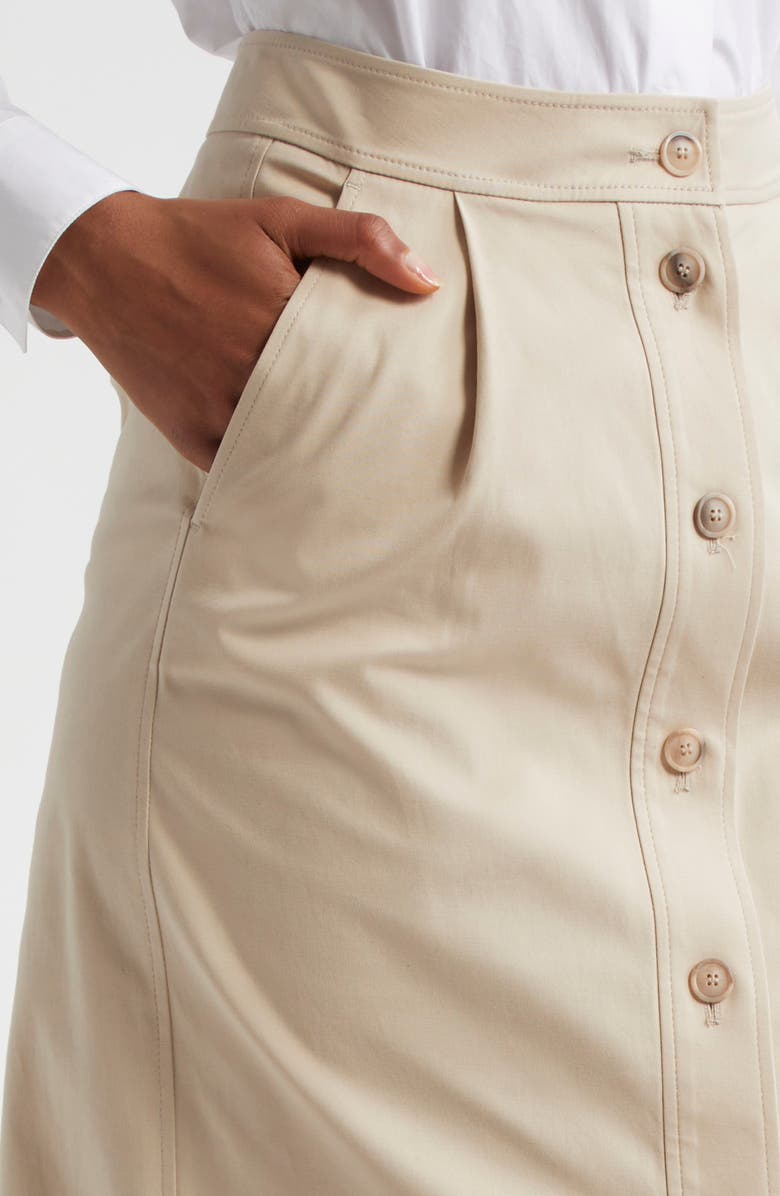 Emporio Armani Stretch Cotton Button Front Maxi Skirt, Alternate, color, Beige