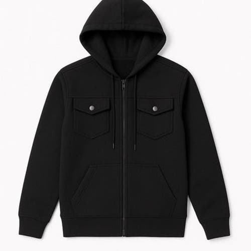 Benben Mens Heavyweight Zip Hoodie Jacket In Black