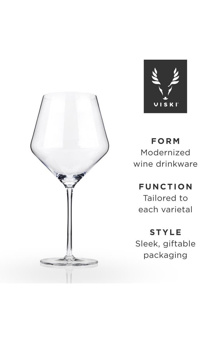 Viski Raye Crystal Angled Burgundy Glasses Set of 2, Alternate, color, Clear