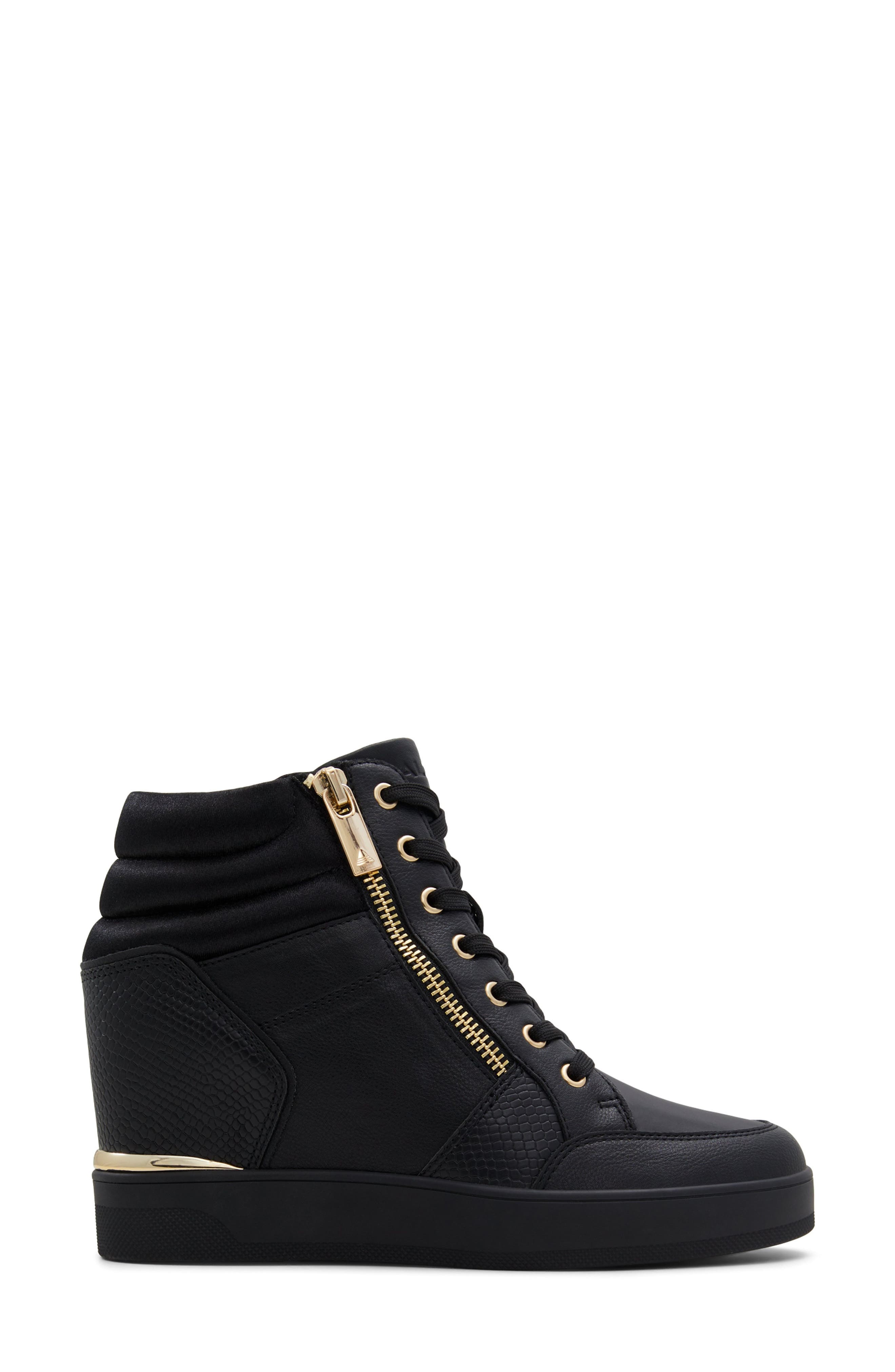 ALDO Ereliclya Wedge Sneaker, Alternate, color, Black
