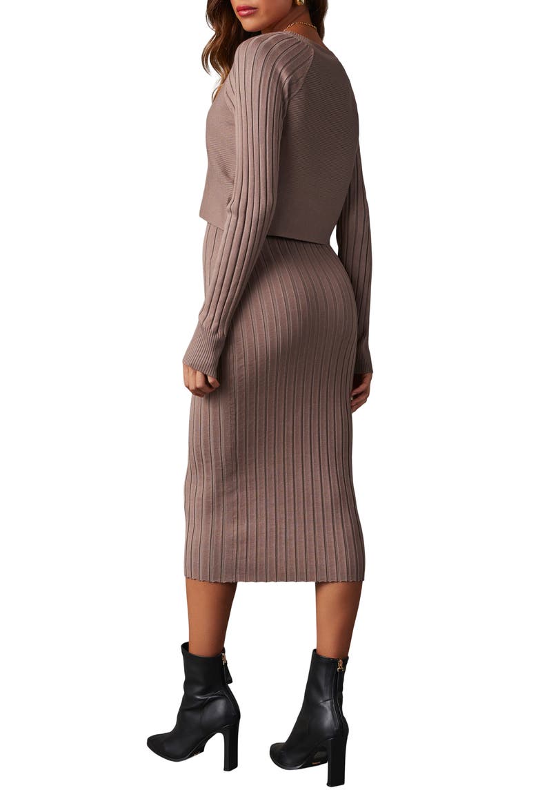 Full of Surprises Long Sleeve Rib Sweater Dress, Alternate, color, TAUPE