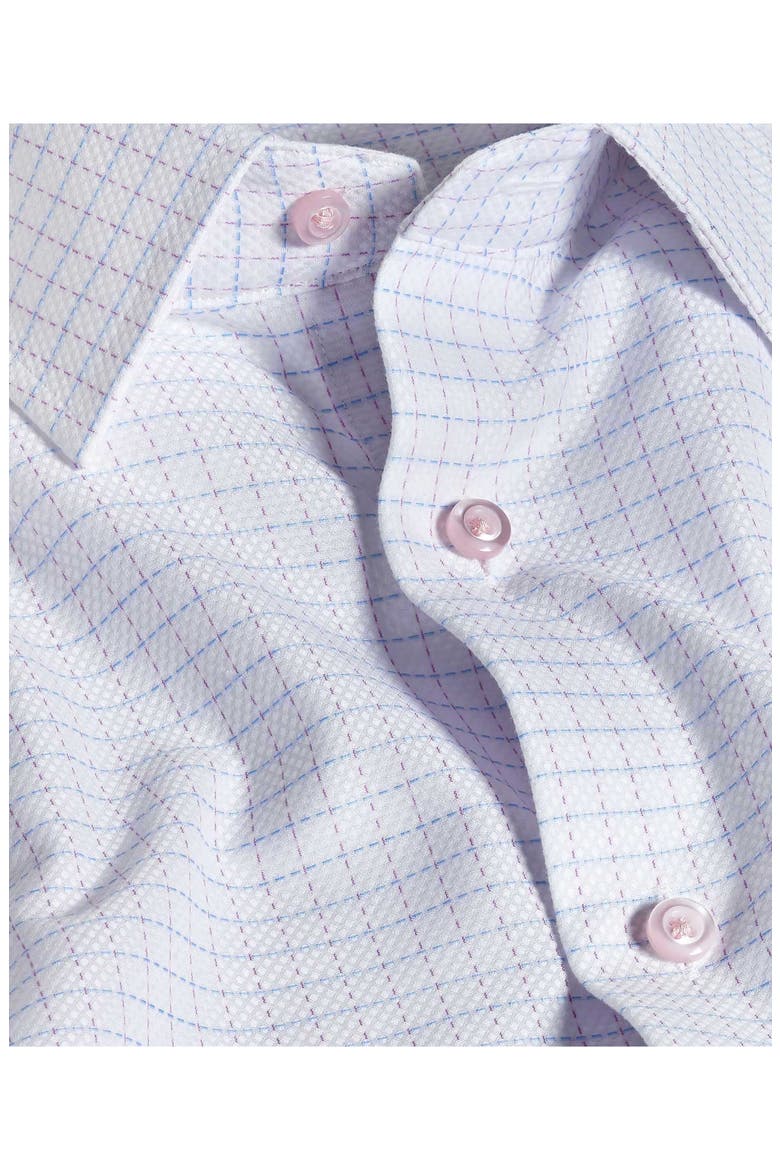 Regular Fit Dobby Check Cotton Dress Shirt, Alternate, color, WHITE/ BERRY