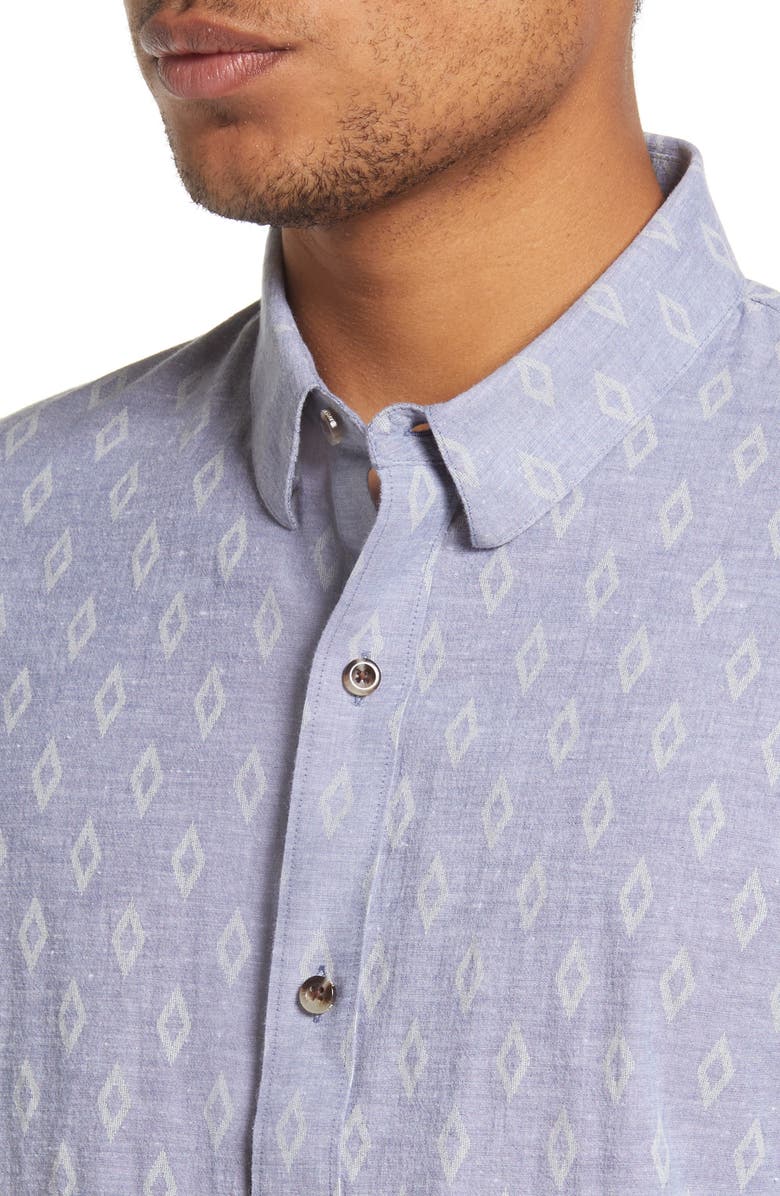Strand Diamond Print Short Sleeve Button-Up Shirt
