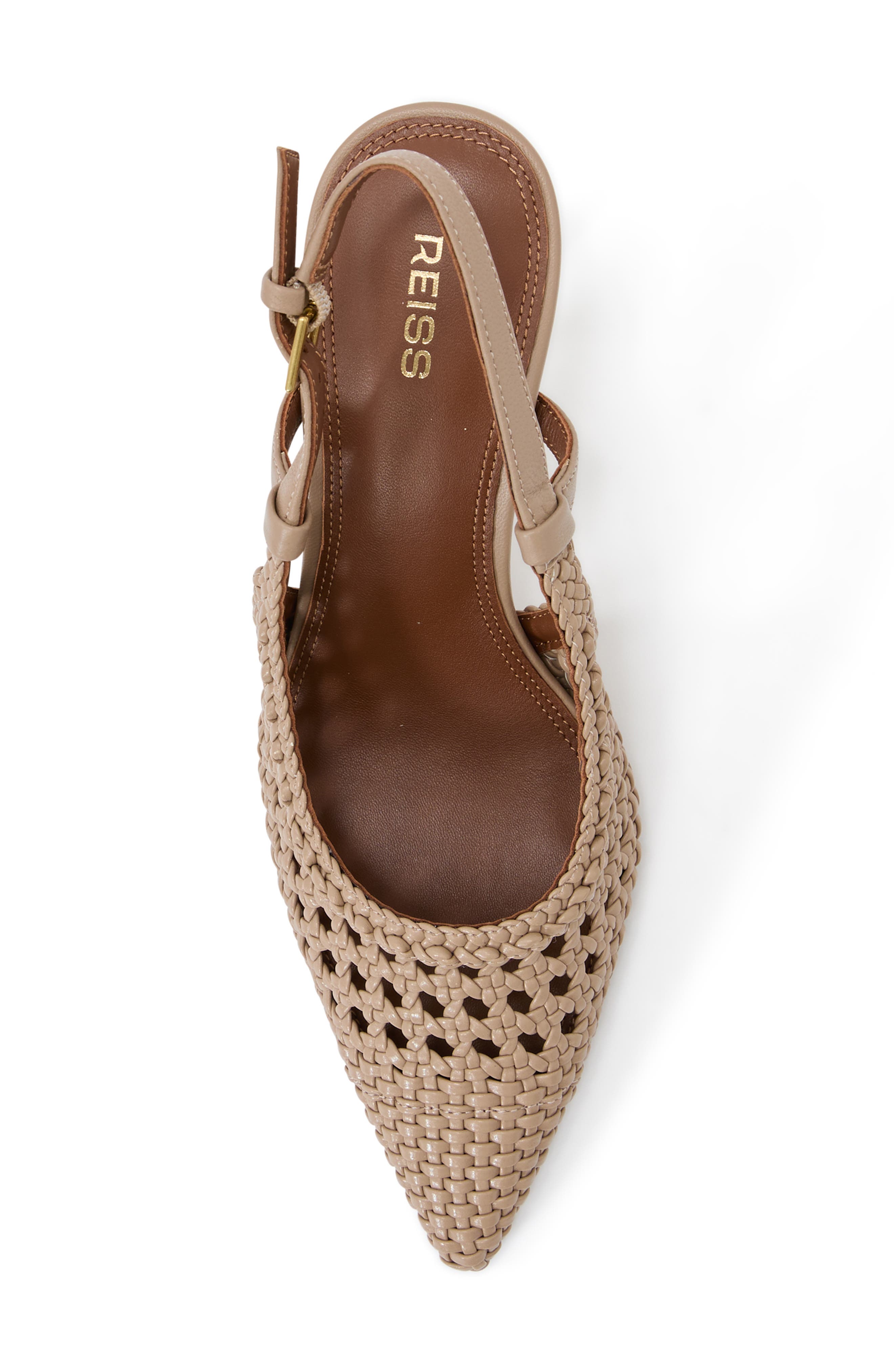 Reiss Lena Slingback Pointed Cap Toe Pump, Alternate, color, Taupe