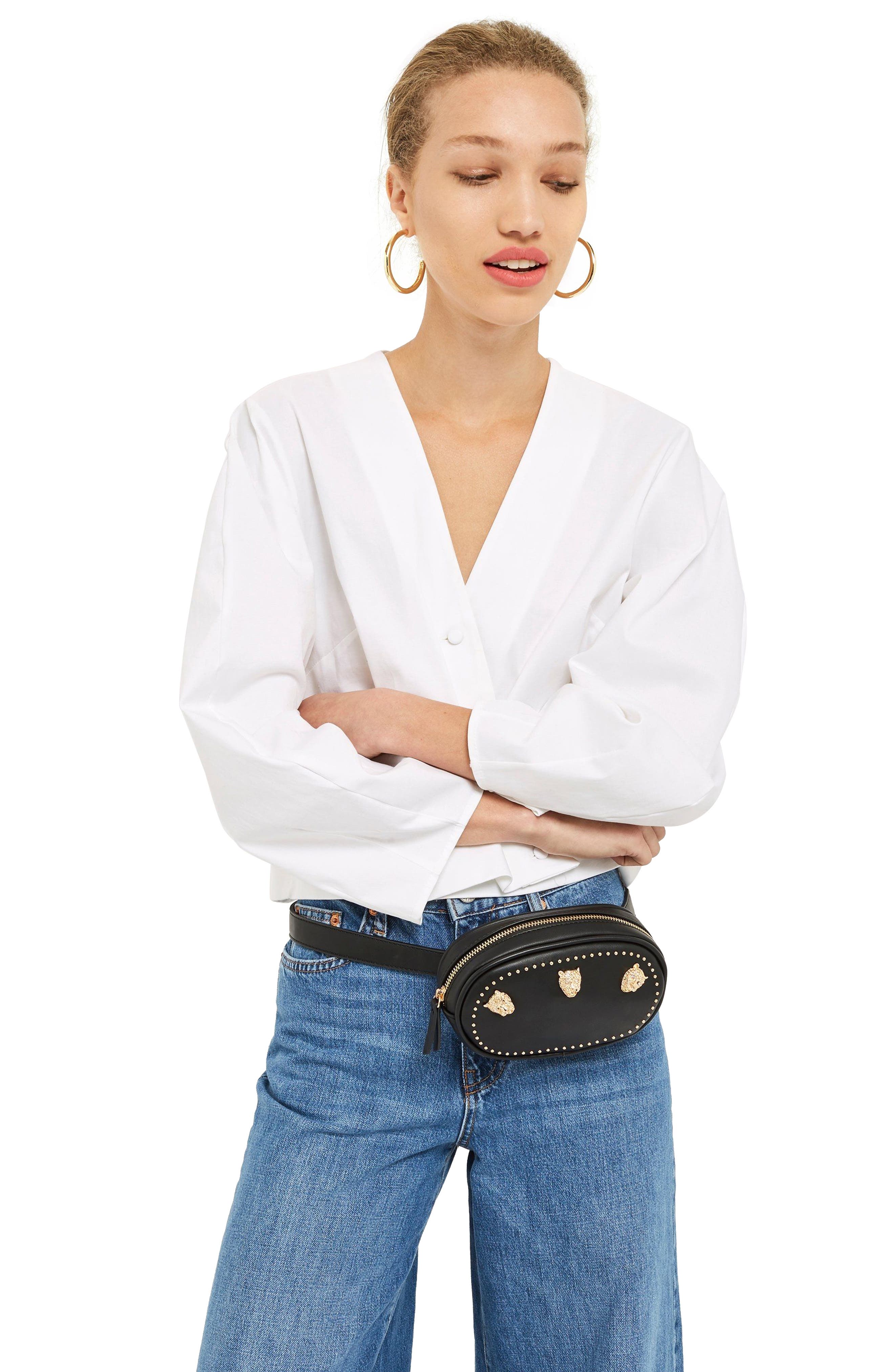 Topshop Panther Bum Bag, Alternate, color, 