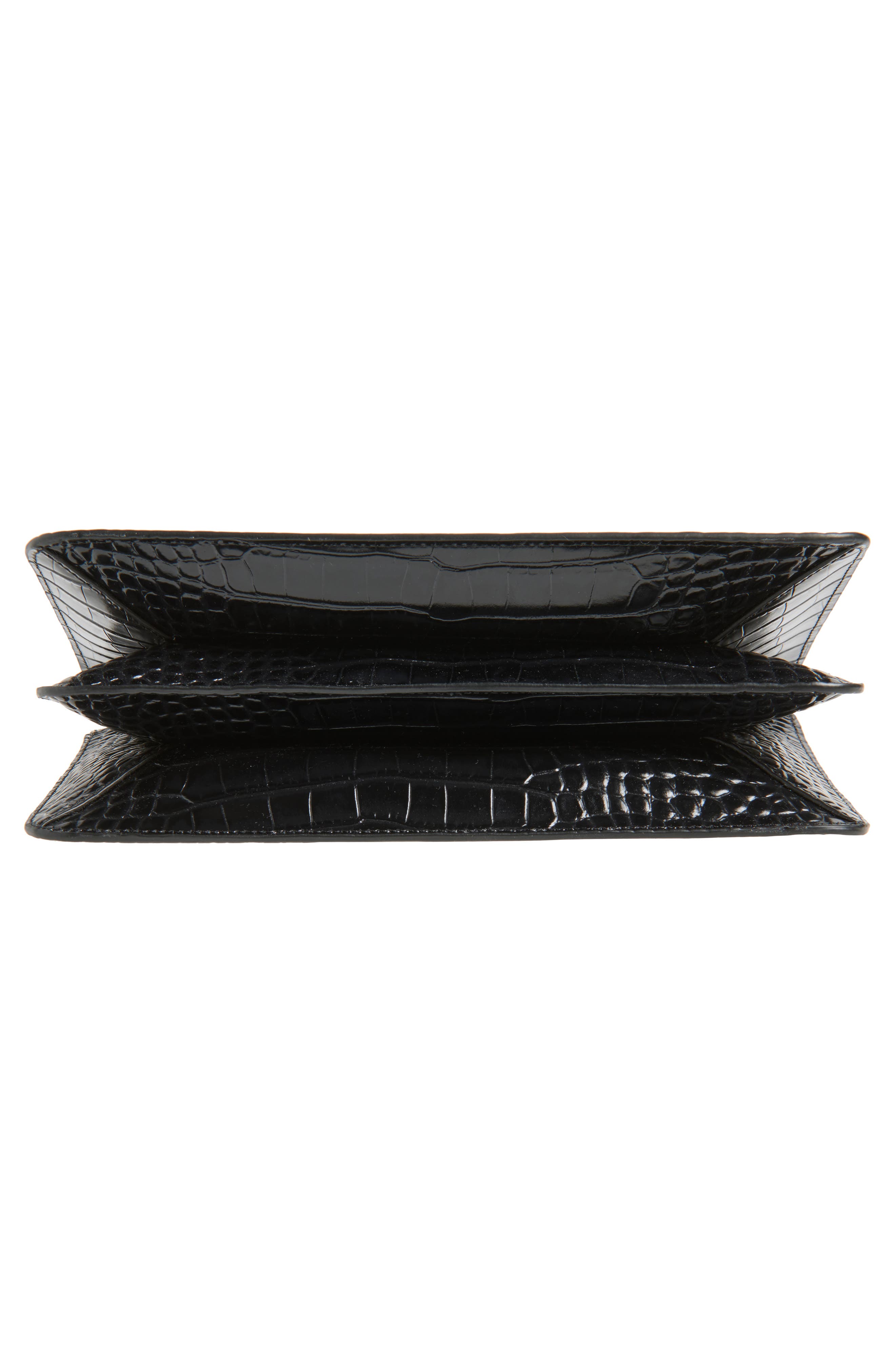 TOTEME Threefold Croc Embossed Leather Clutch, Alternate, color, Black
