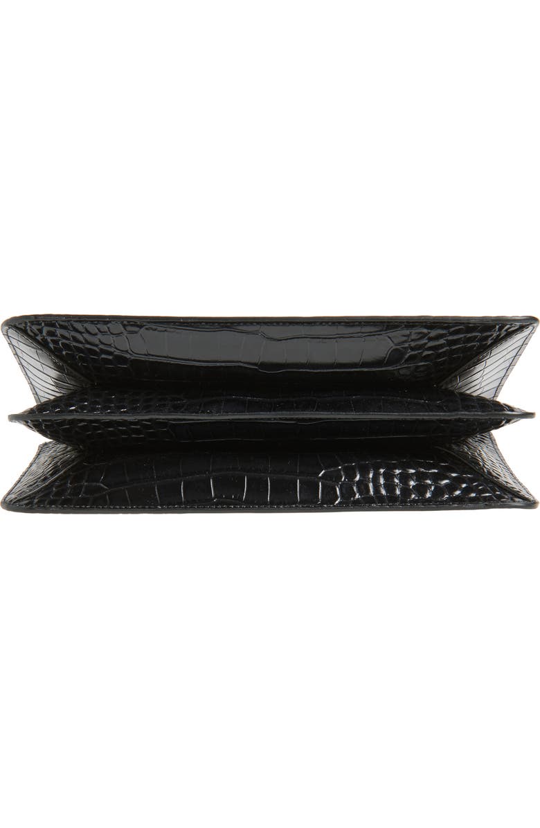 TOTEME Threefold Croc Embossed Leather Clutch, Alternate, color, Black