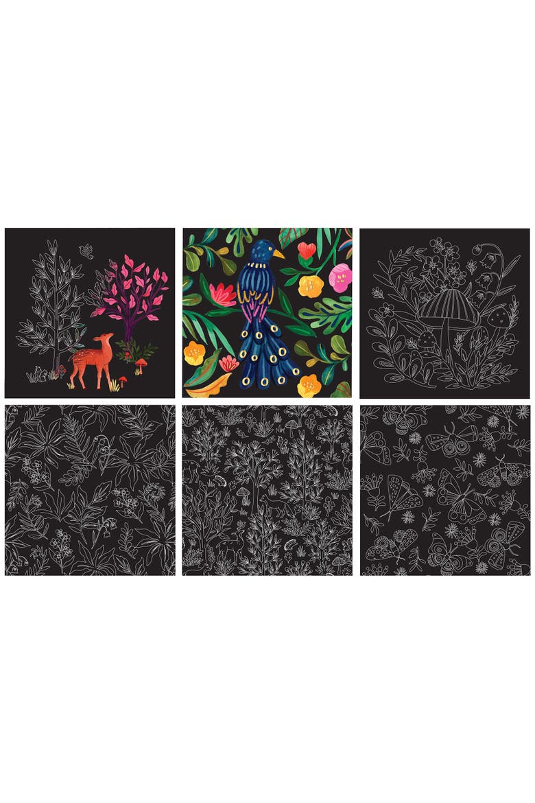 Scratch Art Paper Pad, Woodland, Alternate, color, Multicolored