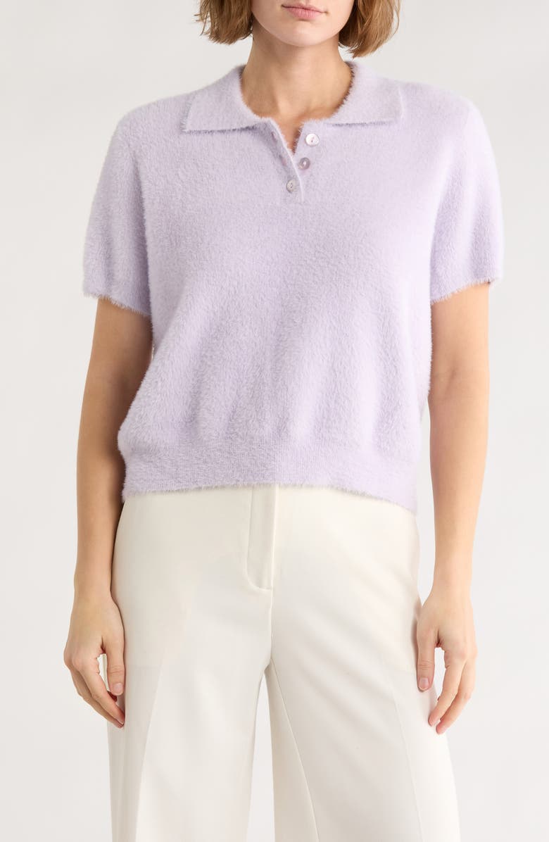 CYRUS Eyelash Knit Polo Sweater, Main, color, Cashmere Blue