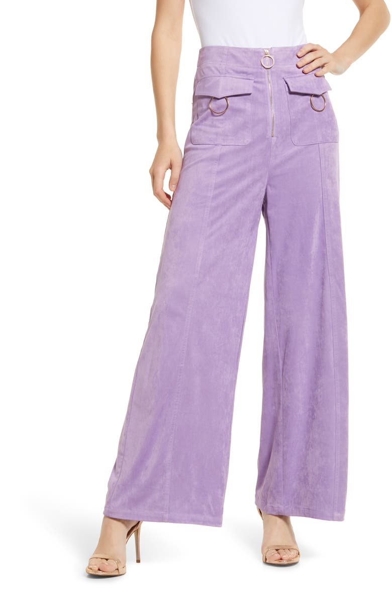 Amy Lynn High Waist Faux Suede Wide Leg Pants, Main, color, 