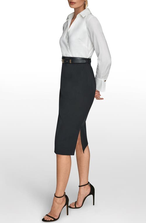 Donna Karan New York Belted Sateen Sheath Dress In White