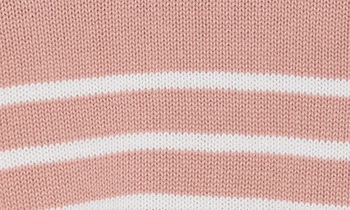 Vigoss Stripe Boxy Crop Cotton Blend Sweater In Pink