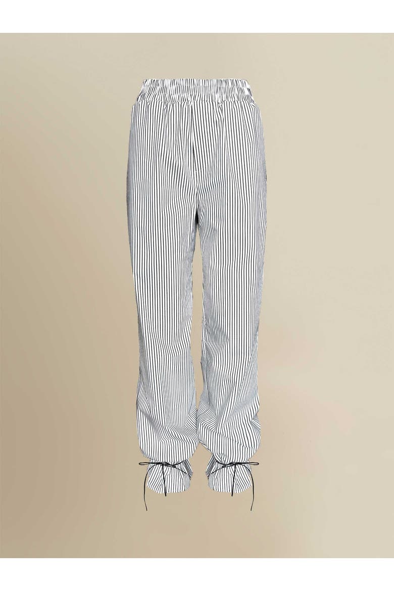 Thomasin Relaxed Striped Cotton Ankle-Tie Pants, Main, color, Black-white