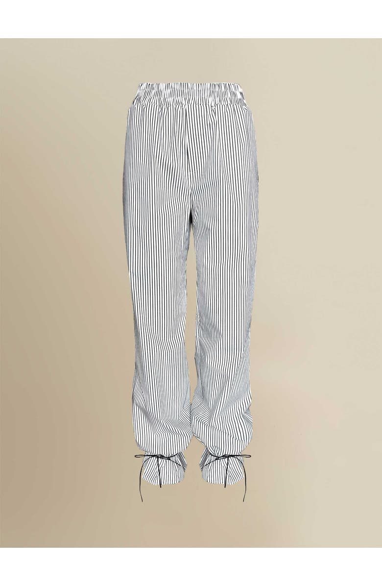 Contessa Mills Thomasin Relaxed Striped Cotton Ankle-Tie Pants, Main, color, Black-White