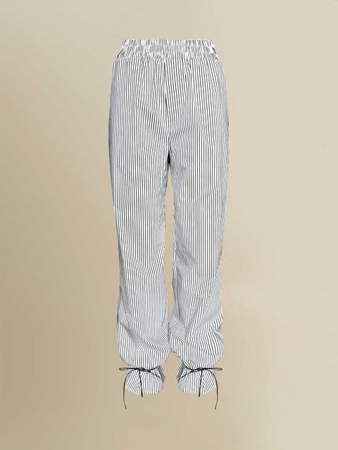 Thomasin Relaxed Striped Cotton Ankle-Tie Pants