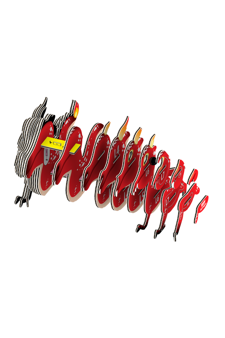 Red Dragon  3D Puzzle, Alternate, color, No Color