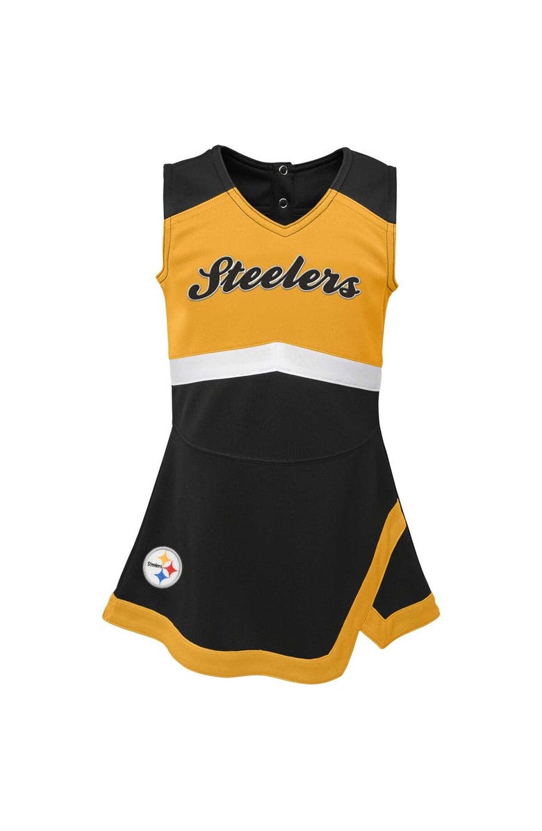 Outerstuff Girls Infant Black Pittsburgh Steelers Cheer Captain Jumper Dress, Alternate, color, Black