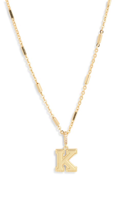Leith Varsity Font Cubic Zirconia Initial Pendant Necklace In Gold