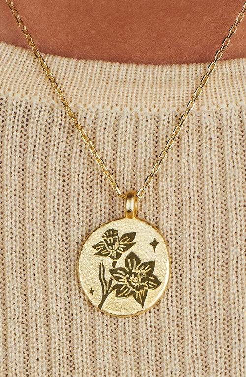 Little Sky Stone Birth Flower Necklace In Daffodil/march