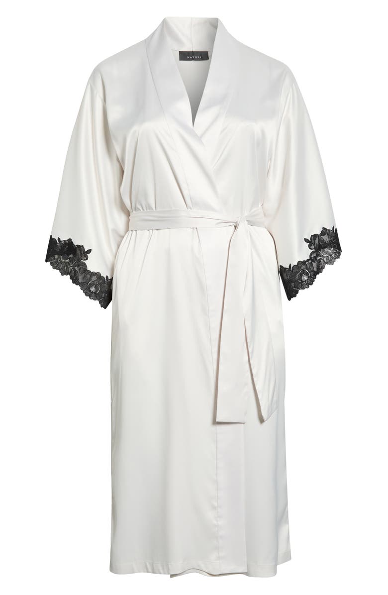 Natori Peony Glamour Satin Robe, Main, color, Off White