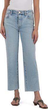 KUT from the Kloth Fay Raw Hem High Waist Ankle Straight Leg Jeans