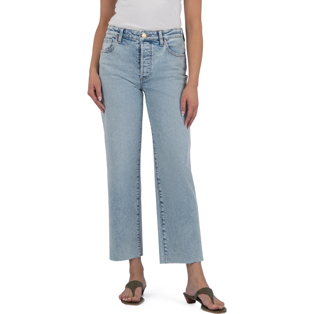 Kut From The Kloth Fay Raw Hem High Waist Ankle Straight Leg Jeans In Blue