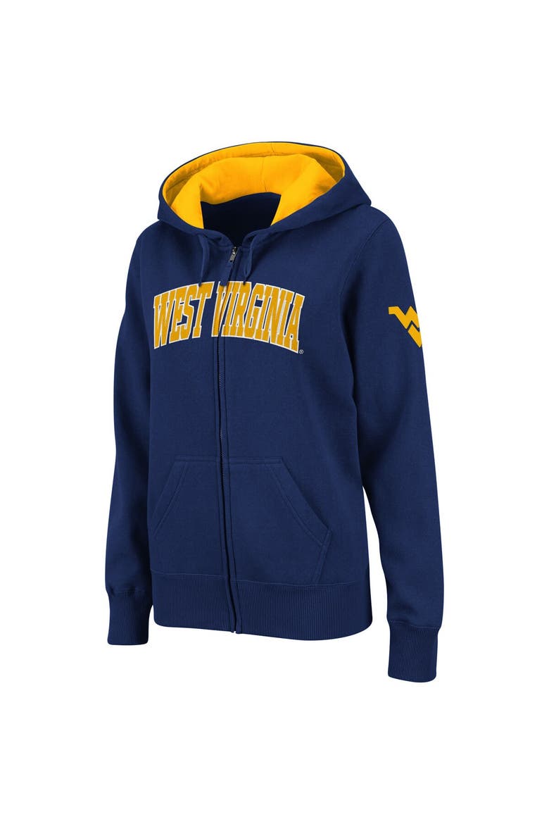 Women's Stadium Athletic Navy West Virginia Mountaineers Arched Name Full-Zip Hoodie, Alternate, color, Navy